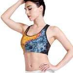 Fire And Water Yin Yang Print Women's Sports Bra