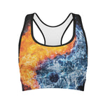 Fire And Water Yin Yang Print Women's Sports Bra