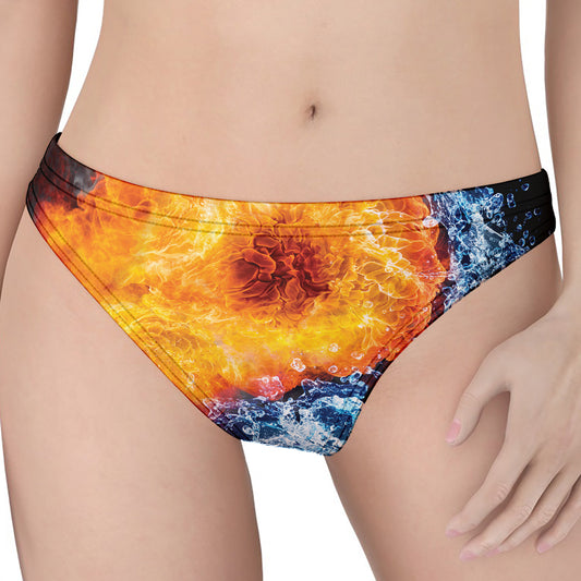 Fire And Water Yin Yang Print Women's Thong