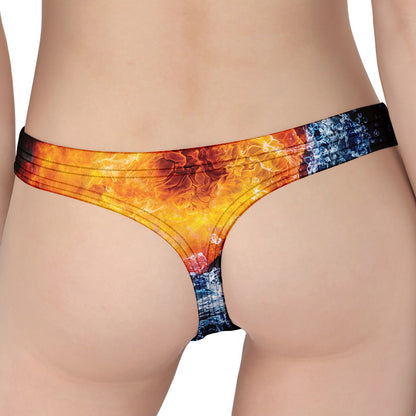 Fire And Water Yin Yang Print Women's Thong
