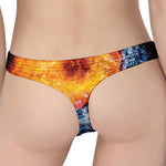 Fire And Water Yin Yang Print Women's Thong