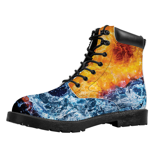 Fire And Water Yin Yang Print Work Boots