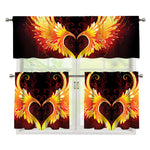 Fire Angel Wings Print 3 Piece Kitchen Curtains