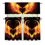 Fire Angel Wings Print 3 Piece Kitchen Curtains