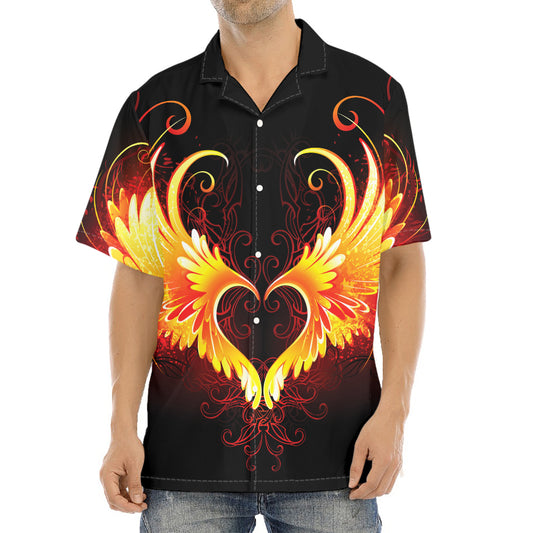 Fire Angel Wings Print Aloha Shirt