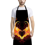 Fire Angel Wings Print Bib Apron With Pocket