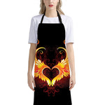Fire Angel Wings Print Bib Apron With Pocket