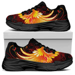 Fire Angel Wings Print Black Chunky Shoes