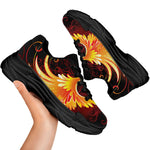 Fire Angel Wings Print Black Chunky Shoes