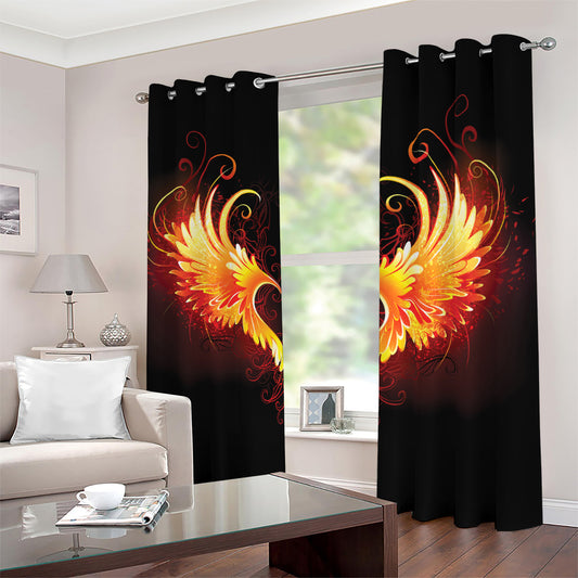 Fire Angel Wings Print Blackout Grommet Curtains