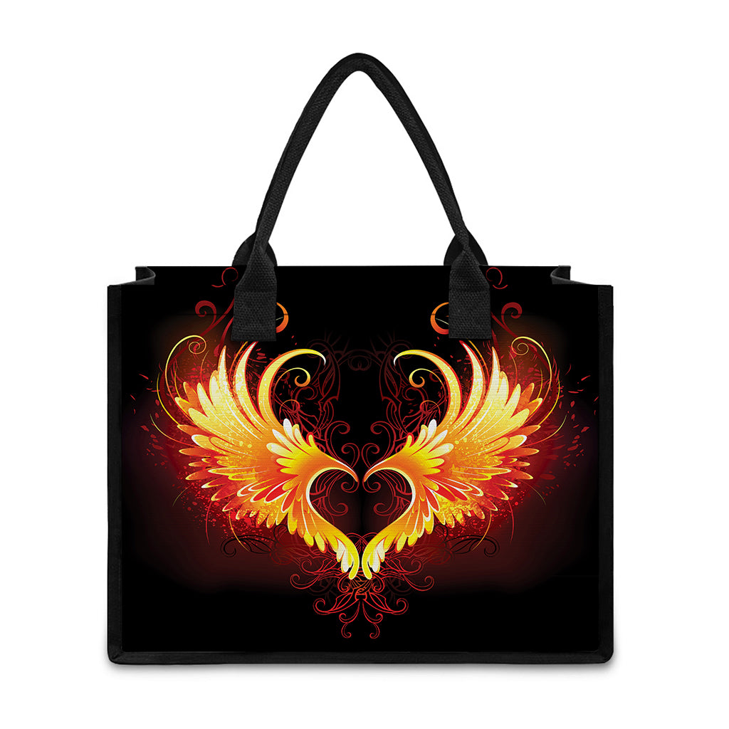 Fire Angel Wings Print Canvas Tote Bag