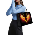 Fire Angel Wings Print Canvas Tote Bag