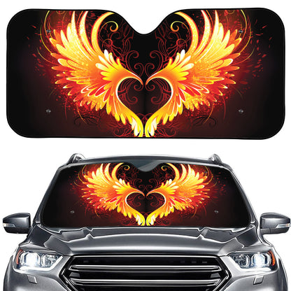 Fire Angel Wings Print Car Windshield Sun Shade