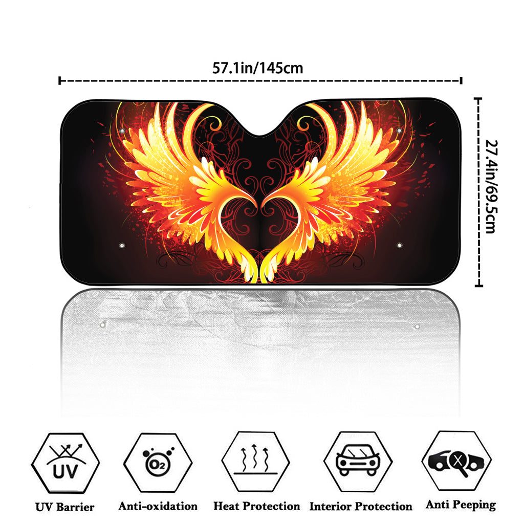 Fire Angel Wings Print Car Windshield Sun Shade