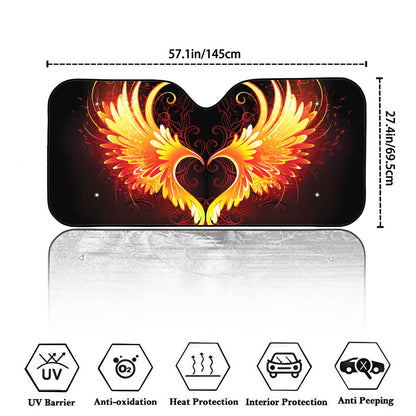 Fire Angel Wings Print Car Windshield Sun Shade