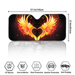 Fire Angel Wings Print Car Windshield Sun Shade