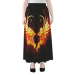 Fire Angel Wings Print Chiffon Maxi Skirt