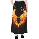 Fire Angel Wings Print Chiffon Maxi Skirt