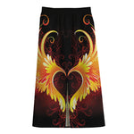 Fire Angel Wings Print Cotton Front Slit Maxi Skirt
