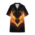 Fire Angel Wings Print Cotton Hawaiian Shirt