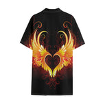 Fire Angel Wings Print Cotton Hawaiian Shirt