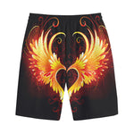 Fire Angel Wings Print Cotton Shorts