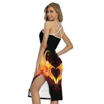 Fire Angel Wings Print Cross Back Cami Dress
