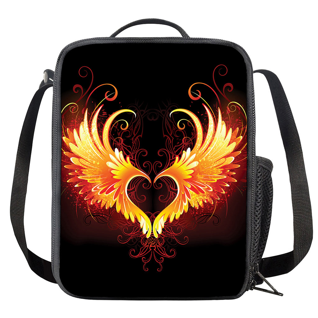 Fire Angel Wings Print Crossbody Lunch Bag