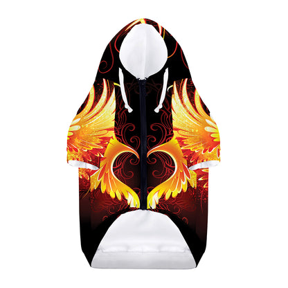 Fire Angel Wings Print Dog Zip Up Hoodie
