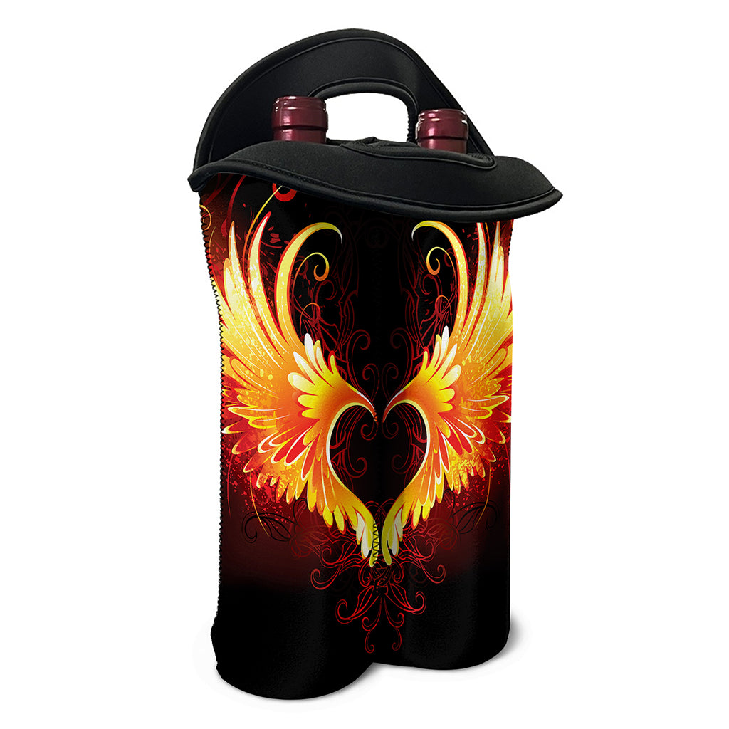 Fire Angel Wings Print Double Neoprene Wine Tote