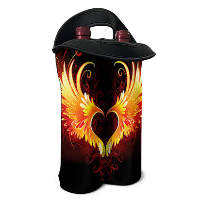 Fire Angel Wings Print Double Neoprene Wine Tote