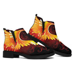 Fire Angel Wings Print Flat Ankle Boots