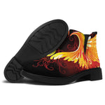Fire Angel Wings Print Flat Ankle Boots