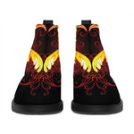 Fire Angel Wings Print Flat Ankle Boots