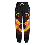 Fire Angel Wings Print Fleece Lined Knit Pants