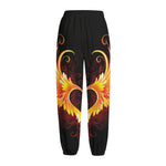 Fire Angel Wings Print Fleece Lined Knit Pants
