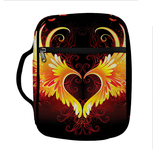 Fire Angel Wings Print Front Pocket Bible Bag