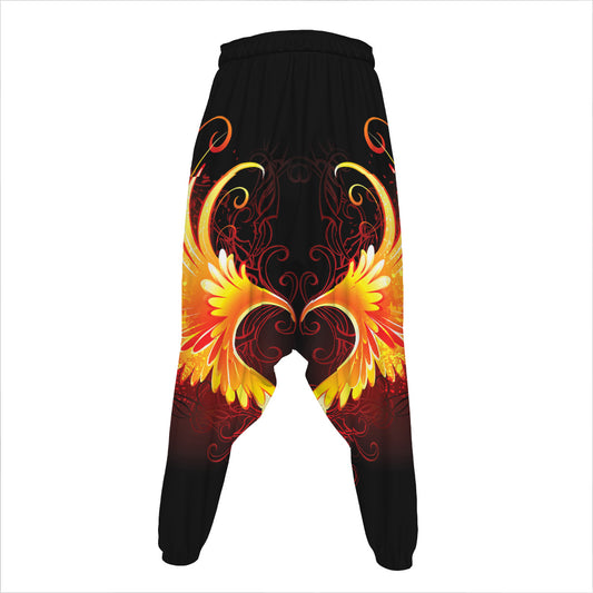 Fire Angel Wings Print Hammer Pants