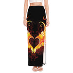 Fire Angel Wings Print High Slit Maxi Skirt