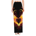 Fire Angel Wings Print High Slit Maxi Skirt