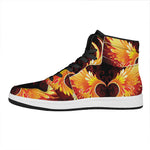 Fire Angel Wings Print High Top Leather Sneakers