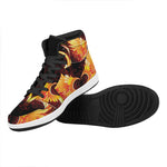 Fire Angel Wings Print High Top Leather Sneakers