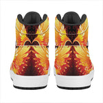 Fire Angel Wings Print High Top Leather Sneakers