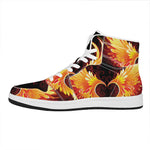 Fire Angel Wings Print High Top Leather Sneakers