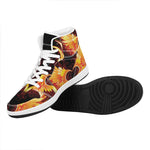 Fire Angel Wings Print High Top Leather Sneakers