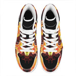 Fire Angel Wings Print High Top Leather Sneakers