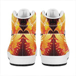 Fire Angel Wings Print High Top Leather Sneakers