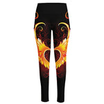 Fire Angel Wings Print High-Waisted Pocket Leggings