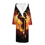 Fire Angel Wings Print Hooded Bathrobe