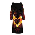 Fire Angel Wings Print Hooded Bathrobe